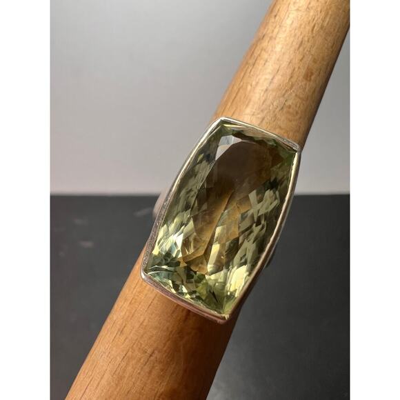 unknown Jewelry - NEW cushion cut Prasiolite sterling silver ring size 7